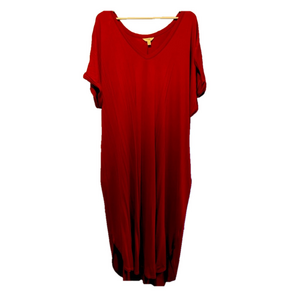 Terra & Sky Red V-Neck Dress